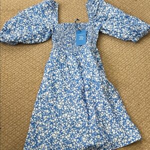 Tuckernuck x Cameran Eubanks Wimberly Dress with Blue and White Floral Design